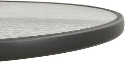'vidaXL Steel Bistro Table - Anthracite Coloured Round Patio Table with Tempered Glass Top for Outdoor and Indoor Use