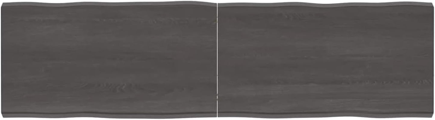 Solid Wood Tabletop, Dark Brown, 180 x 50 x (2-6) cm, Live Edge Design, Replacement for Kitchen Coffee Table, Dining Table, Desk Surface, Durable & Stylish Top
