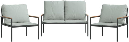 Homgoday Set Salotto da Giardino 3 pz con Cuscini in Acciaio Antracite, Salotto da Giardino Salottino, Lettini Prendisole, Divano Letto Mobili, Lettini da Giardino per Terrazzo Esterno
