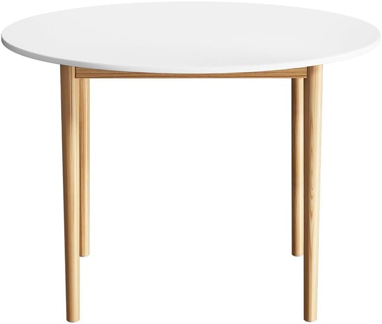 Artiss Dining Table, 108cm Round White Coffee Tables Side Wooden Buffet Desk Lounge Desks Home Living Room Bedroom Kitchen Office Cafe Restaurant Furniture, 4 Seater Pine Wood Legs