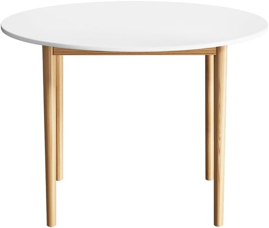 Artiss Dining Table, 108cm Round White Coffee Tables Side Wooden Buffet Desk Lounge Desks Home Living Room Bedroom Kitchen Office Cafe Restaurant Furniture, 4 Seater Pine Wood Legs