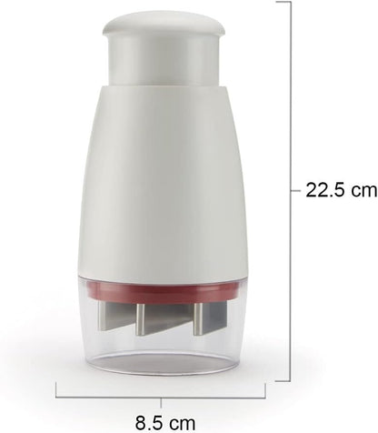 Zyliss Food Chopper with Lid - Manual Chopper with Rotary Stainless Steel Blades, Efficient Chopping, Compact and Easy to Use, Includes Fresh Storage Box and Airtight Lid, 26 cm13 cm9, White/Red