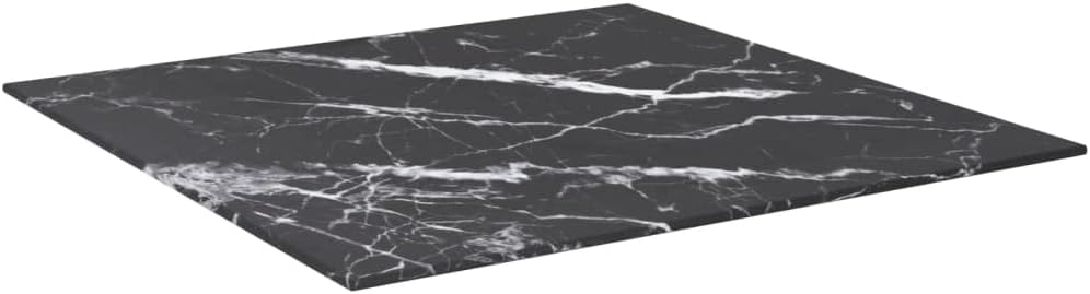 Black Marble Design Tempered Glass Tabletop 60 x 60 cm – Ideal for Dining Tavoli, Coffee Tavoli, Garden Tables – Safe, Durevole, Elegant Furniture Upgrade