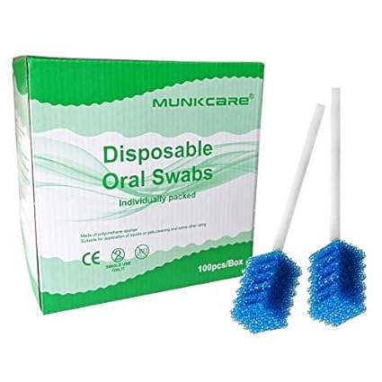 Oral Care Swabs Disposable- Blue 100 Counts