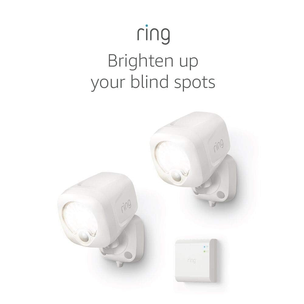 Ring Smart Lighting – Spotlight, Battery-Powered, Outdoor Motion-Sensor Security Light, White (Starter Kit: 2-pack)