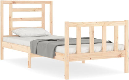 FIRBNUS Bed Frame with Headboard 90 x 200 cm Solid Wood Headboard Single Headboard Bed Frame Single Bed Frame Single Bed Frame Single Bed Frame