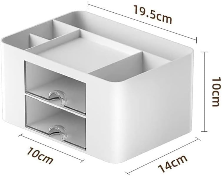Creative Simple Desk Organiser, 7 Grids, Plastic Table Organiser with Drawer, Multifunctional Desk Organiser, Pen Holder for School, Office, Home (White)