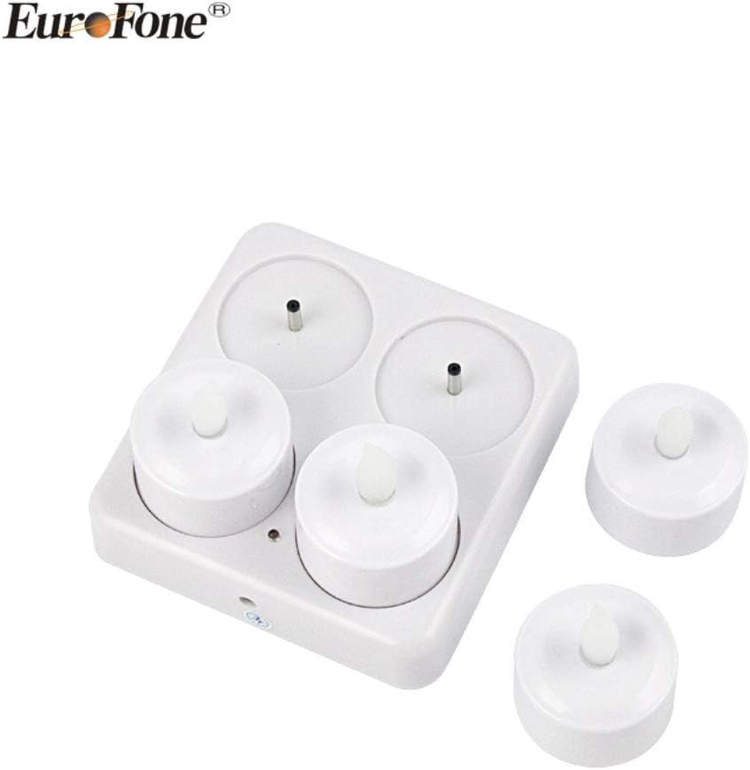 4PCS/Set Rechargeable Candles Flameless Flickering LED Tea Lights with White Base and AC Adapter for Home, Restaurants, Wedding,Christmas Decor（Yellow）