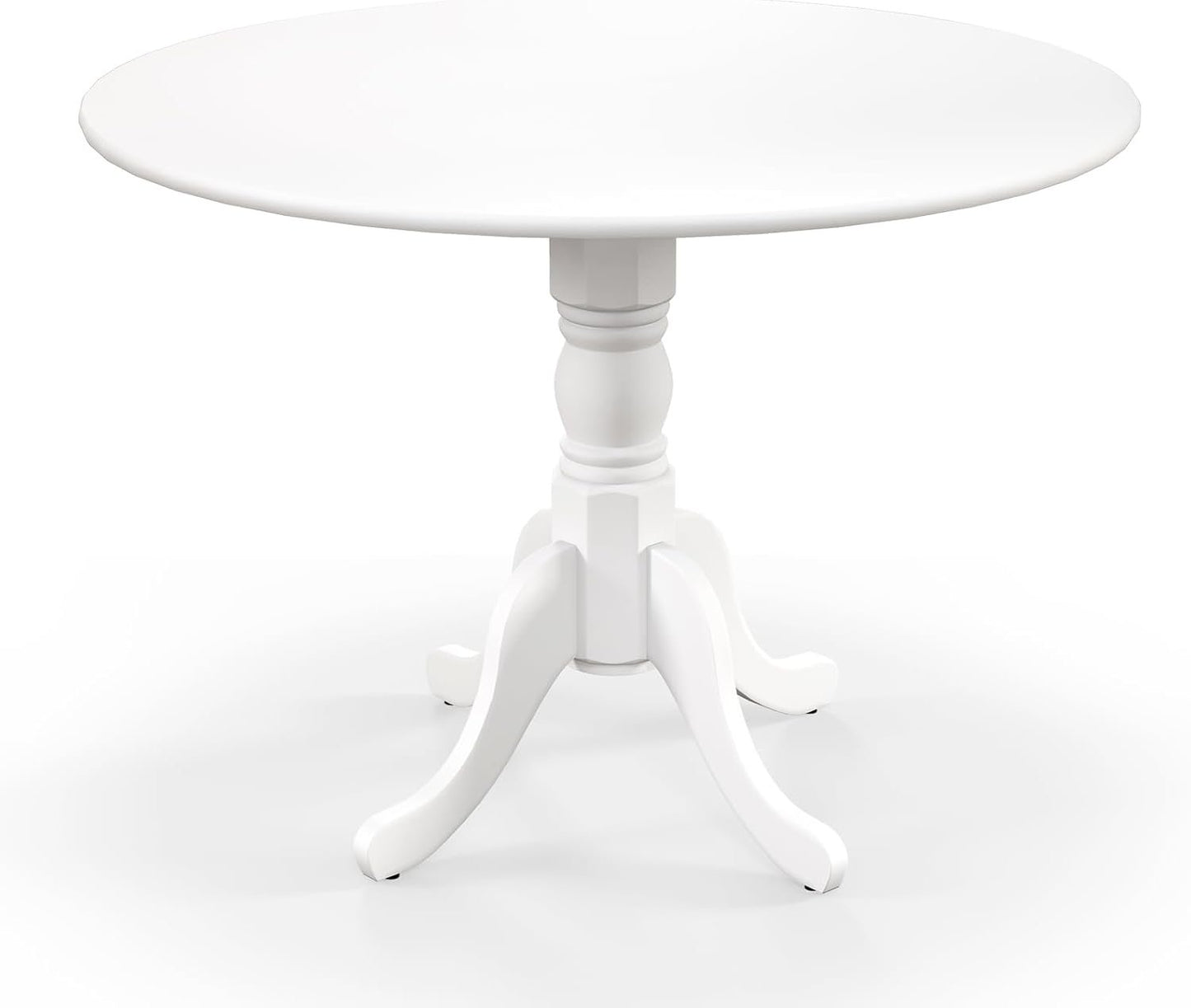SILKYDRY 40-inch Round Dining Table, Rubber Wood Kitchen Dinette Table for 4 with Circle Tabletop & Pedestal Base, Mid Century Modern Dinette for Gathering, Leisure, Apartment, Bar (White)