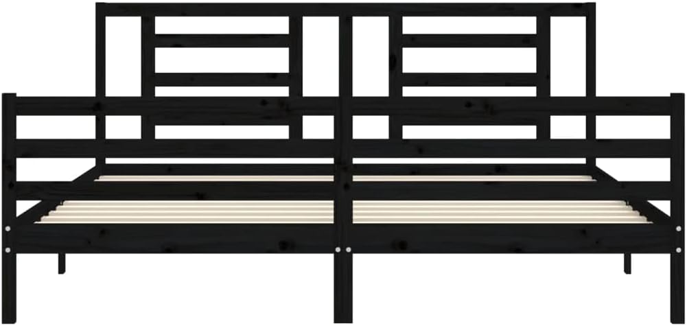WSJHUHK Mobili,Letti & Accessori,Letti & Telai,Telaio letto senza materasso Nero 200x200 cm Legno Massello