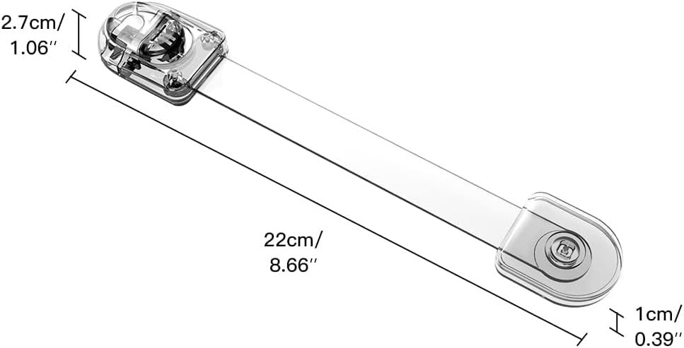 EUDEMON 3 Pack Child Safety Locks, Childproof Strap Locks for Drawers, Fridges, Toilets, Cupboards, Ovens, Cabinets, Multi Use Baby Cabinet Latches, Easy to Install, No Drilling (Transparent)