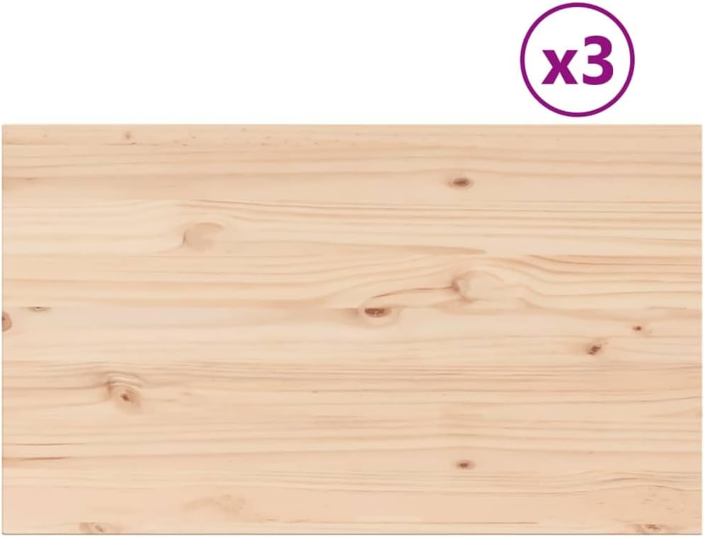 Replacement Dining Table Top, 141 x 80 x 1,7 cm, Set di 3, Rettangolare Wood Tabletop for Coffee Table, Ristorante, Bar Tavolo, Pine Wood, Brown, Versatile Side Table