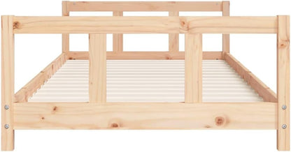 vidaXL Solid Pinewood Bed Frame for Kids - Timeless Design, Low-to-The-Ground, Sturdy Slats - Brown Natural - 90x190 cm Compatible