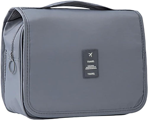 IMCUZUR Makeup Bag Organizer Hanging Travel Toiletry Bag for Women, Water-resistant Cosmetic Bag for Girls, Travel Make Up Bag for Accessories Toiletries, Grey, Travel Toiletry Bag