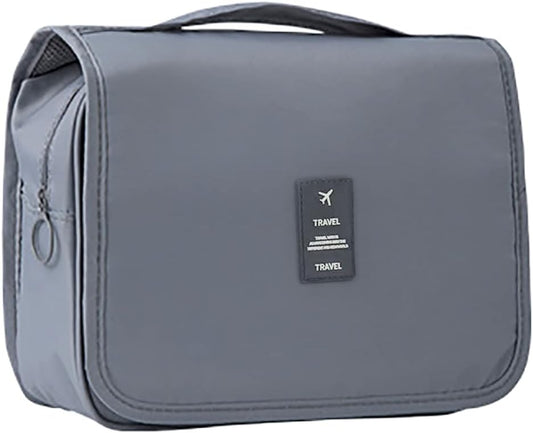 IMCUZUR Makeup Bag Organizer Hanging Travel Toiletry Bag for Women, Water-resistant Cosmetic Bag for Girls, Travel Make Up Bag for Accessories Toiletries, Grey, Travel Toiletry Bag