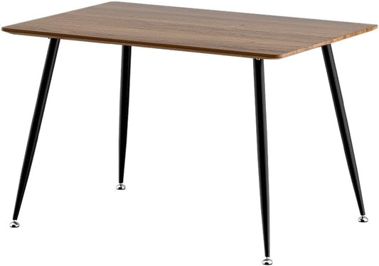 Artiss Dining Table, 120cm Rectangle White Coffee Tables Side Wooden Buffet Desk Lounge Desks Home Living Room Bedroom Kitchen Office Cafe Restaurant Furniture, 4 Seater Steel Legs