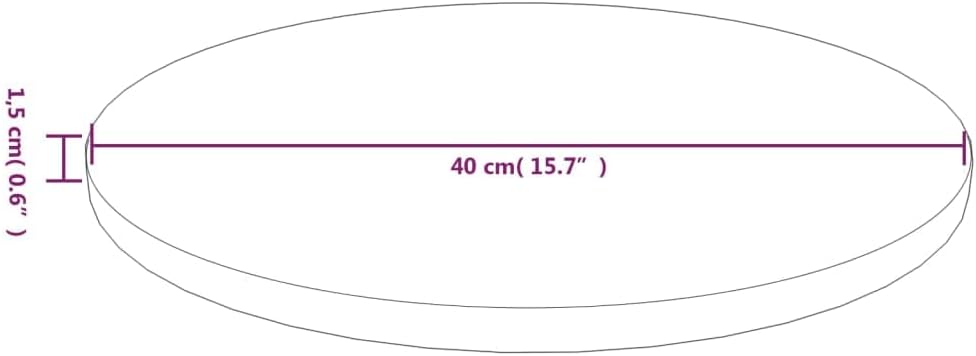 Round Oak Wood Dining Table Top Replacement – 40 cm Diameter, 1,5 cm Thickness, Light Brown – Perfect for Coffee Tables, Ristoranti, Bar and Commercial Use.