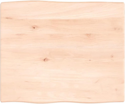 Homgoday 60 x 50 cm Solid Oak Tabletop, Unfinished Live Edge, Replacement Coffee Table & Dining Table, Desktop Surface for Home & Office Use