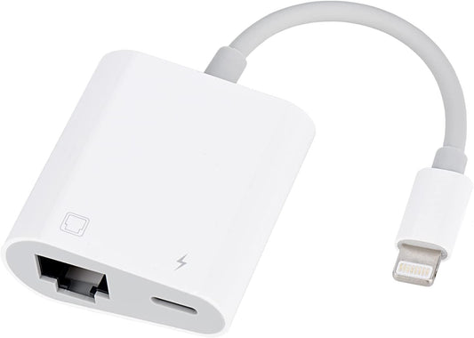 Lightning to Ethernet Adapter,[For Apple MFi Certified] 2 in 1 RJ45 Ethernet LAN Network Adapter with Charging Port for Phone,Pad 10/100Mbps High Speed,Plug and Play