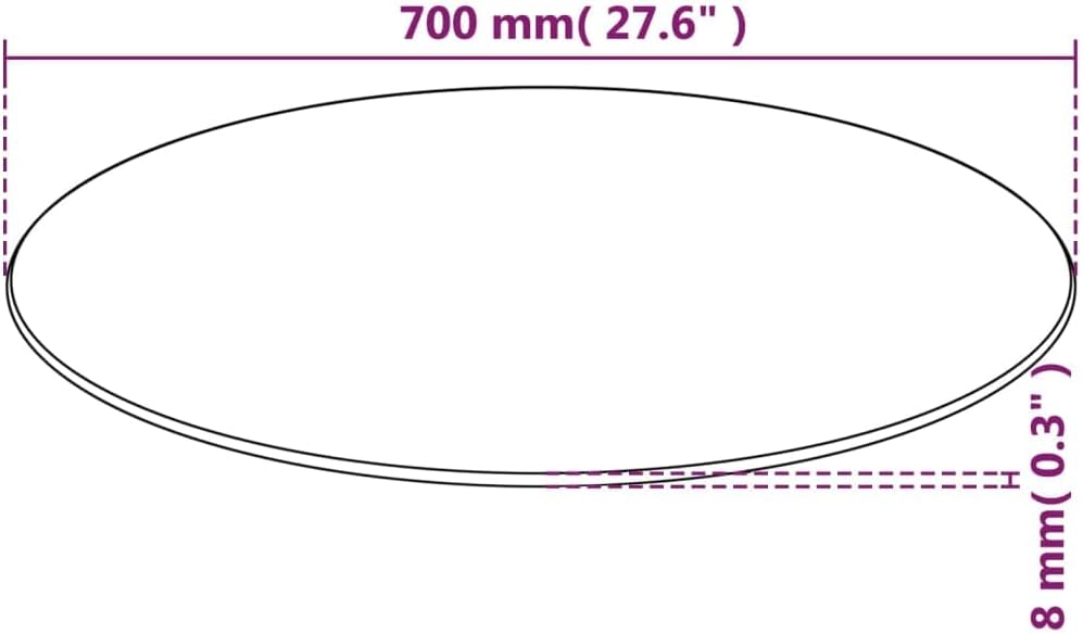 Table Top Tempered Glass Round 700mm Replacement Tabletop Accessory vidaXL