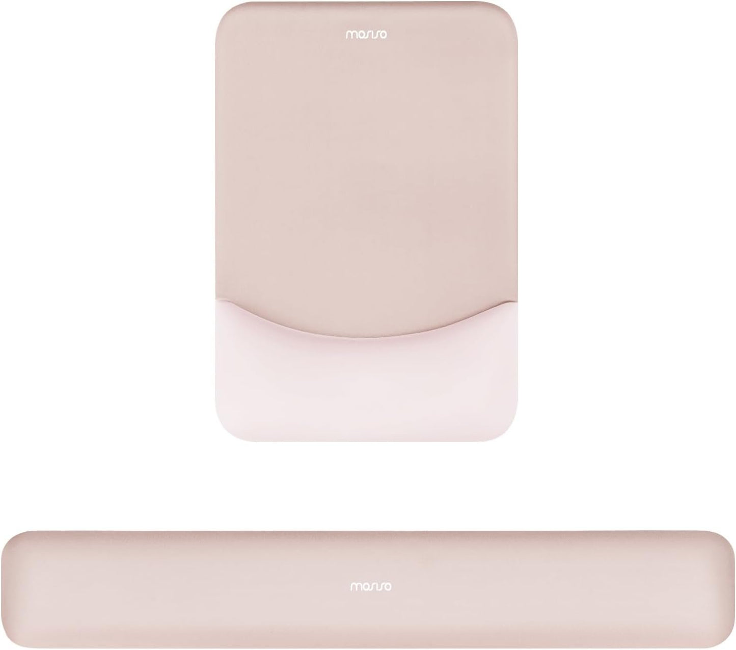 MOSISO Wrist Rest Support for Mouse Pad&Keyboard Set, Rectangular Ergonomic Mousepad Non-Slip Base Home/Office Pain Relief&Easy Typing Pad with Neoprene Cloth&Raised Curved Memory Foam, Apricot