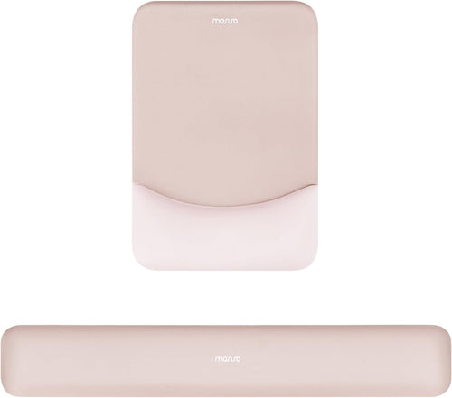 MOSISO Wrist Rest Support for Mouse Pad&Keyboard Set, Rectangular Ergonomic Mousepad Non-Slip Base Home/Office Pain Relief&Easy Typing Pad with Neoprene Cloth&Raised Curved Memory Foam, Apricot