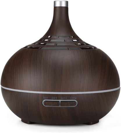 400ml Wood Grain Air Humidifier Remote Control Aroma Essential Oil Difuser Ultrasonic Cool Mist Maker Aromatherapy for Office Home Car (B)