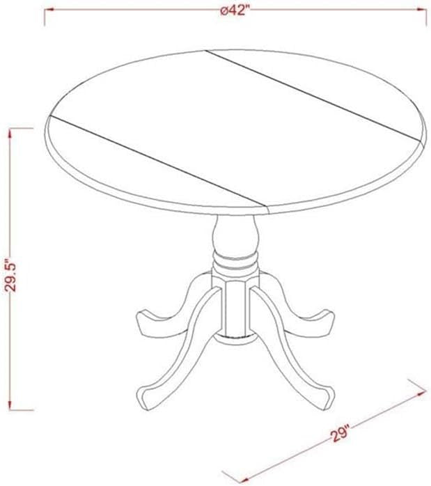 East West Furniture DLT-BLK-TP Dublin Modern Kitchen Table - a Round Dining Table Top with Dropleaf & Pedestal Base, 42x42 Inch, Black