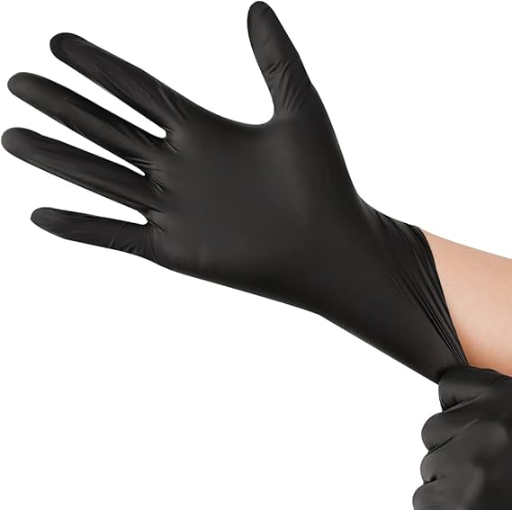 Black Disposable Nitrile Latex & Powder Free 6-Mil Gloves 100 Count, Textured, Mechanic Wearing, Cleaning, Food Black Medium