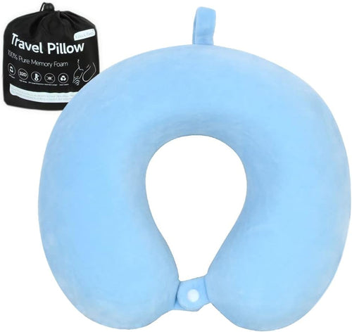 Gluck Plants Travel Pillow,Neck Pillow for Traveling U Shaped Memory Foam Blue Portable Headrest Sleep Airplane Travel Neck Pillow for Flight,Car & Home,Office