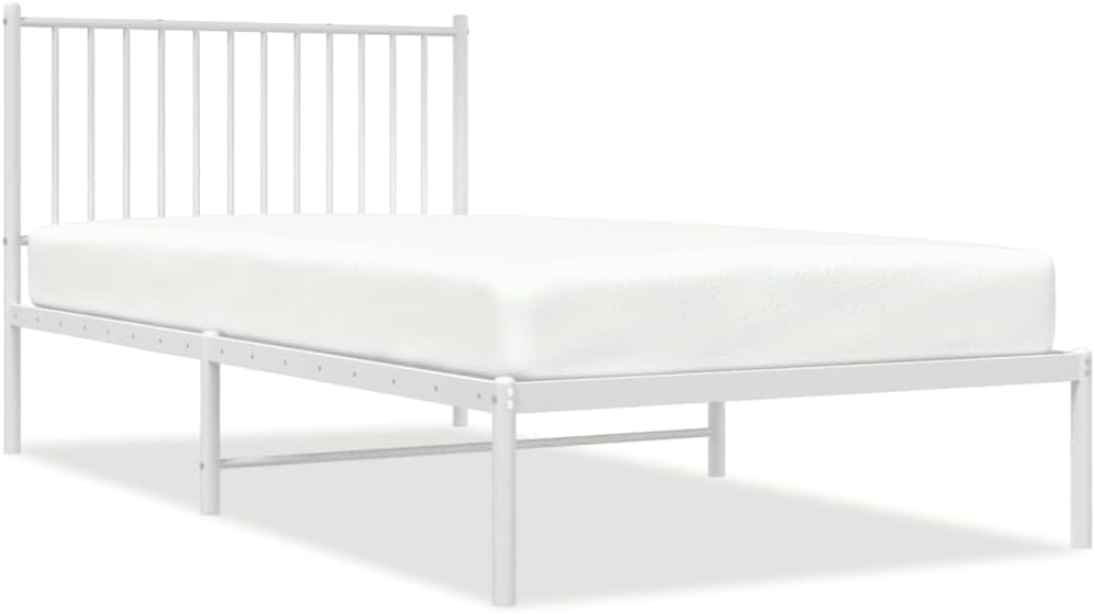 DCRAF Home Furniture Metal Bed Frame with White Headboard Dimensions 100 x 200 cm