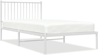 DCRAF Home Furniture Metal Bed Frame with White Headboard Dimensions 100 x 200 cm