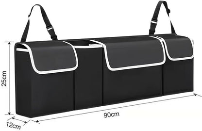 Car Trunk Organizer Storage with 4 Pockets, Collapsible and Waterproof Backseat Hanging Organizer, Car Interior Accessories for SUV, Truck, Van, Cargo