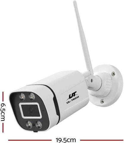 UL-Tech Security Camera, 3MP Full HD IP Wireless Surveillance Pet Cameras Hidden CCTV Monitor WiFi Home Safe Outdoor Indoor System, Support P2P with Built in Ir-Cut White