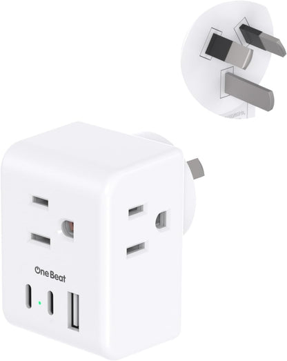 Australia New Zealand Power Plug Adapter, Canada to Australia Travel Adapter with 3 Outlets 3 USB Charging Ports (2 USB C), Type I International Power Plug Adapter