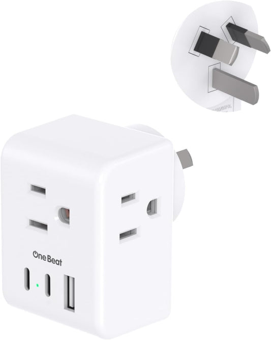 Australia New Zealand Power Plug Adapter, Canada to Australia Travel Adapter with 3 Outlets 3 USB Charging Ports (2 USB C), Type I International Power Plug Adapter