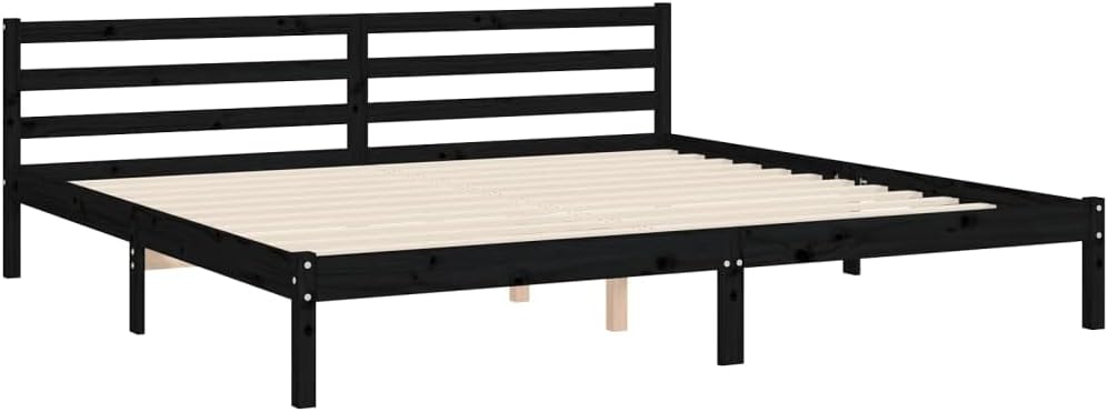 WSJHUHK Mobili,Letti & Accessori,Letti & Telai,Telaio letto senza materasso Nero 200x200 cm Legno Massello