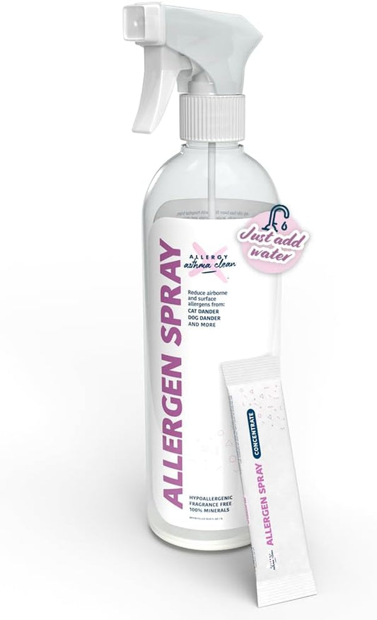 Allergen Spray, Pets, Dust Allergies & More, Air & Surface Control, Just Add Water, Bottle with One Refill, Over 64oz Total