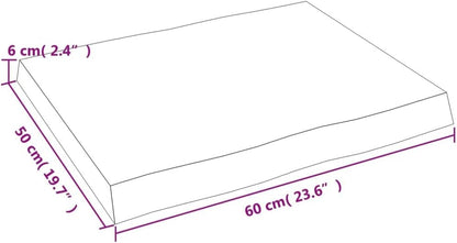 Homgoday 60 x 50 x 6 cm Light Brown Solid Oak Tabletop, Live Edge Design, Replacement Coffee Table, Dining Table, Desk Top, Durevole & Elegant Wood Surface