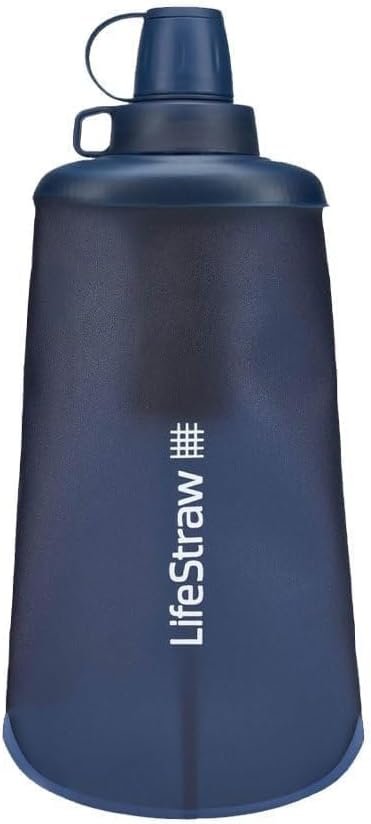 LifeStraw Peak Series Collapsible Squeeze Water Bottle, Mountain Blue, 650 ml Capacity