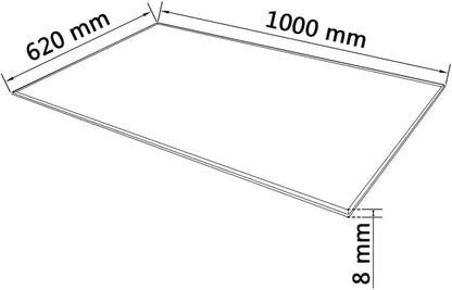 vidaXL Transparent Rectangular Tempered Glass Table Top – Ideal for Dining Room, Coffee Tables, Garden Tables – Easy to Clean – 1000x620 mm