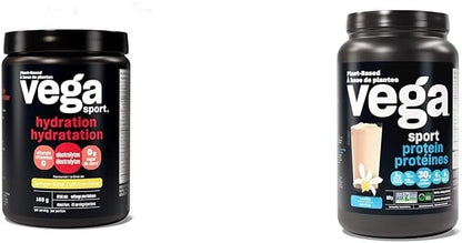 Vega Sport Hydration Electrolyte Powder Lemon Lime Vegan Hydrator, Keto Friendly, Gluten Free & Sport Protein Vegan Protein Powder, Vanilla BCAAs, Amino Acid, Keto Friendly, Tart Cherry