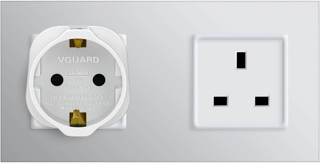 VGUARD [1 Pack] Europe to UK Adapter, EU to UK Adapter Pack 2 Pin to 3 Pin Adapter for Travel Electronic Device - White