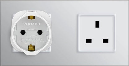 VGUARD [1 Pack] Europe to UK Adapter, EU to UK Adapter Pack 2 Pin to 3 Pin Adapter for Travel Electronic Device - White