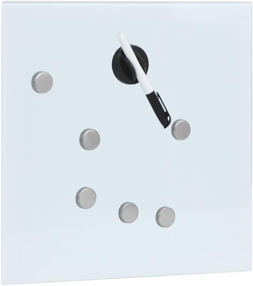 vidaXL White Key Box with Magnetic Board 35x35 cm - Steel and Tempered Glass, Wall-Mounted Storage Organizer for Home and Office