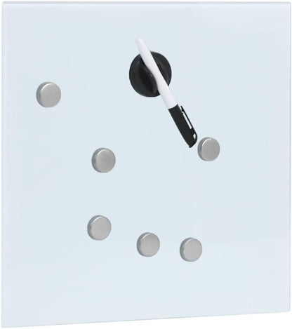 vidaXL White Key Box with Magnetic Board 35x35 cm - Steel and Tempered Glass, Wall-Mounted Storage Organizer for Home and Office