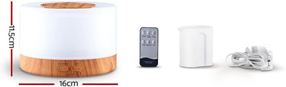 Devanti Aroma Diffuser, 500ml Wood Air Humidifier Purifier Essential Oils Car Airs Freshener Vaporizer Aromatherapy Diffusers Scent Booster Home Office Bedroom Humidifiers Steam, 7 LED Light