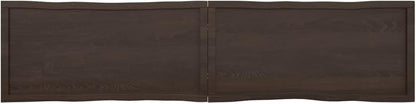 Solid Wood Tabletop Replacement, Dark Brown, 220 x 50 x (2-6) cm, Live Edge Design, Ideal for Kitchen Coffee Tavoli, Dining Tavoli, Oro Desktop Surfaces.