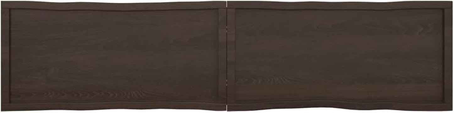Solid Wood Tabletop, Dark Brown, 220 x 50 x (2-4) cm, Live Edge, Replacement for Coffee Table, Kitchen Dining Table, Desk Top, Countertop, Durable & Stylish