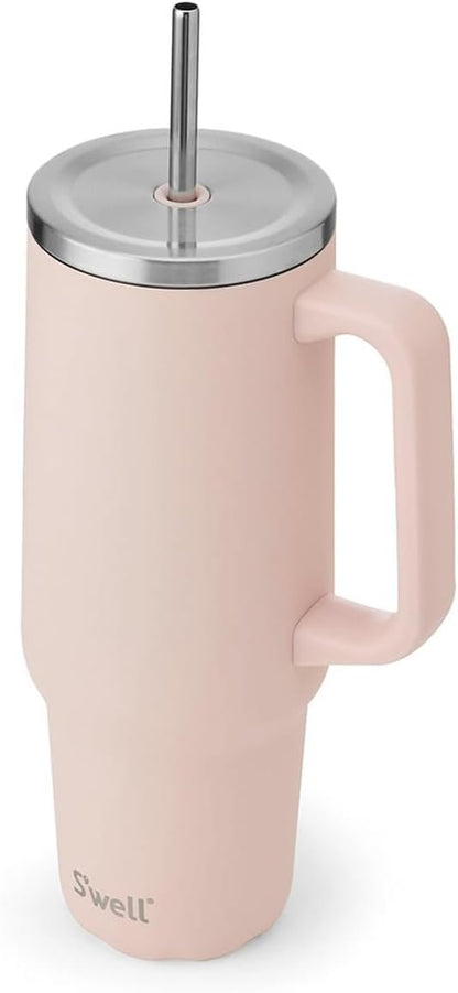 S'well - Tumbler XL, Reusable Drinks Tumbler with Straw, Triple-Layered Stainless Steel Bottle, Keeps Drinks Hot for 10h & Cold for 50h (40 oz, Himalayan Salt)